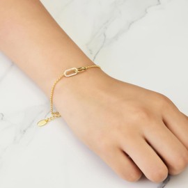 Philip Jones Gold Plated Paperclip Link Bracelet Created with Zircondia® Crystals