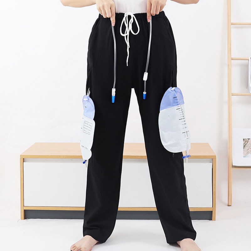 Elderly Urine Bag Pants 2 Sides Inner Pockets Long Cystostomy