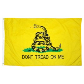 Gadsden Flag with "Don't Tread on Me" Compatible Rattlesnake Flags Embroidered 3'x5' Outdoor Double-Sided Heavy Duty 340D Nylon w/4 Reinforcement Rows of Stitching All-Weather 90x150cm Gadsden Flag For Outdoor/Indoor with 2 Brass Grommets