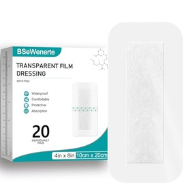 Apósito transparente con almohadilla, impermeable, para el cuidado posterior de tatuajes, tratamiento de cicatrices y heridas, 10 x 20 cm, 20 paquetes