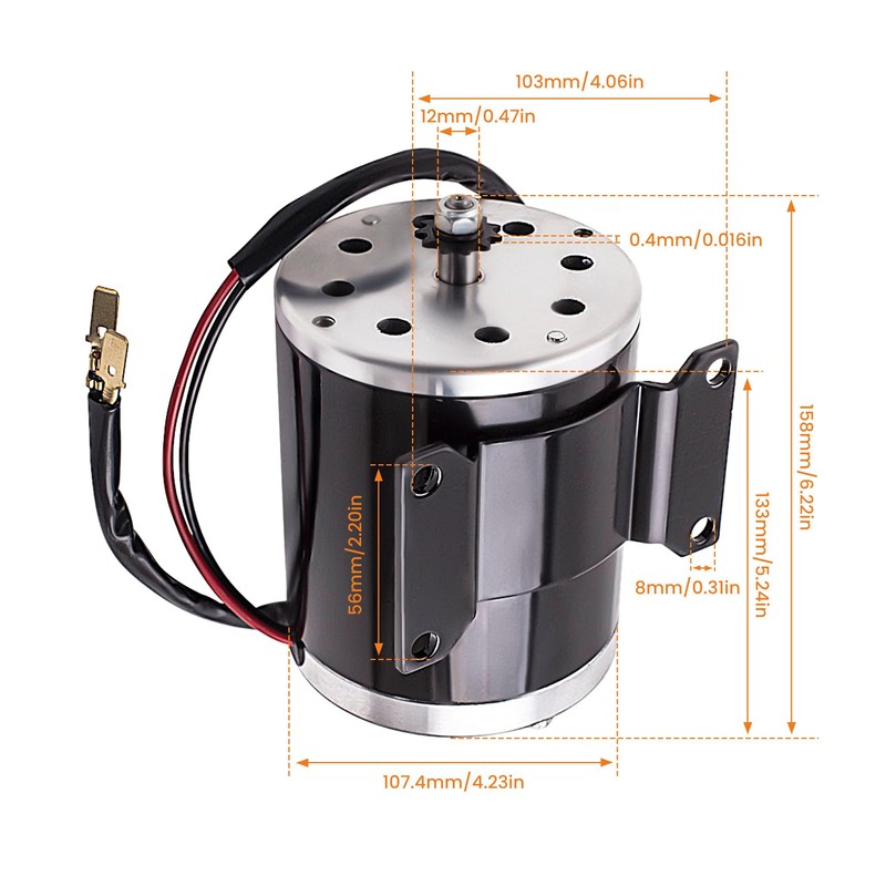 maXpeedingrods 500W 24V DC Brush Electric Motor ZY1020 with Bracket