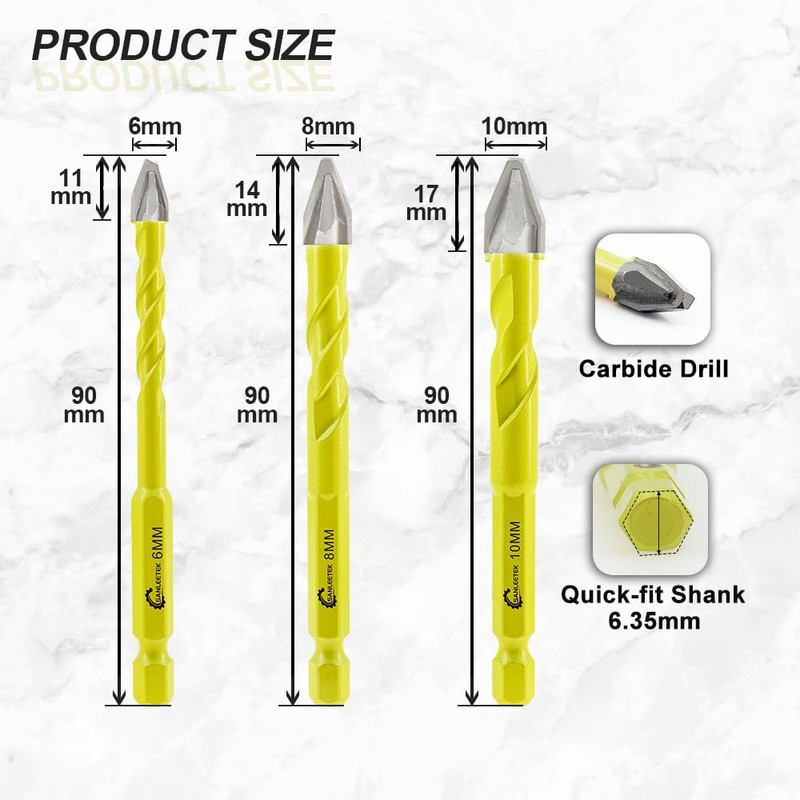 Skewed Head Eccentric Drill Bits Set - SANLEETEK Masonry Drill