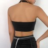 Women Girl Halter Neck Crop Top Metal Buckle Punk Gothic