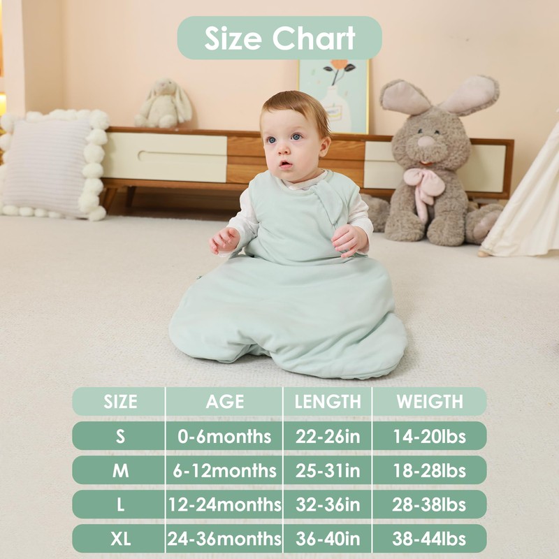 Baby Sleep Sack 12-24 Months Bamboo Wearable Blanket 1.5 TOG