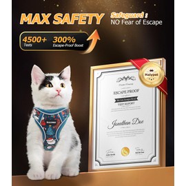 Halypet Cat Harness and Leash Set [MAX Safety 4th-Gen Upgrade] Escape Proof Adjustable Cat Leash Comfortable Soft Vest Easy to Wear Kitten Harness with Reflective Strip for Cats Walking, S Night Blue