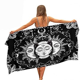 Ulticool - Sun Moon Zodiac Tarot Bohemian - Microfibre Towel - Travel Towel Quick-Drying Bath Towel - 160 x 80 cm - for Travel Fitness Gym Sports - Microfibre Beach Towel