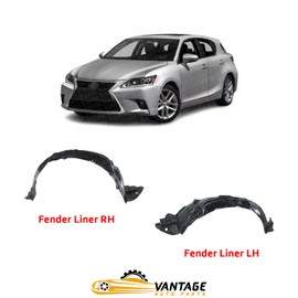 Vantage Auto Parts - Front Fender Liners Driver and Passenger Side Compatible with Lexus CT200h 2011-2015 | DIRECT REPLACEMENT | Plastic | 5380576011 5380676011 | LX1248113 LX1249113