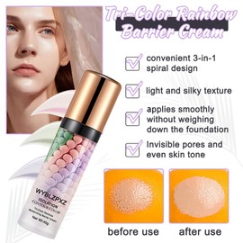 WYBLZPXZ Tri-color Color Corrector Isolation Cream,One Step Color Correcting Facial Serum Makeup Primer Base,Moisturizing Flawless Color Correcting Foundation