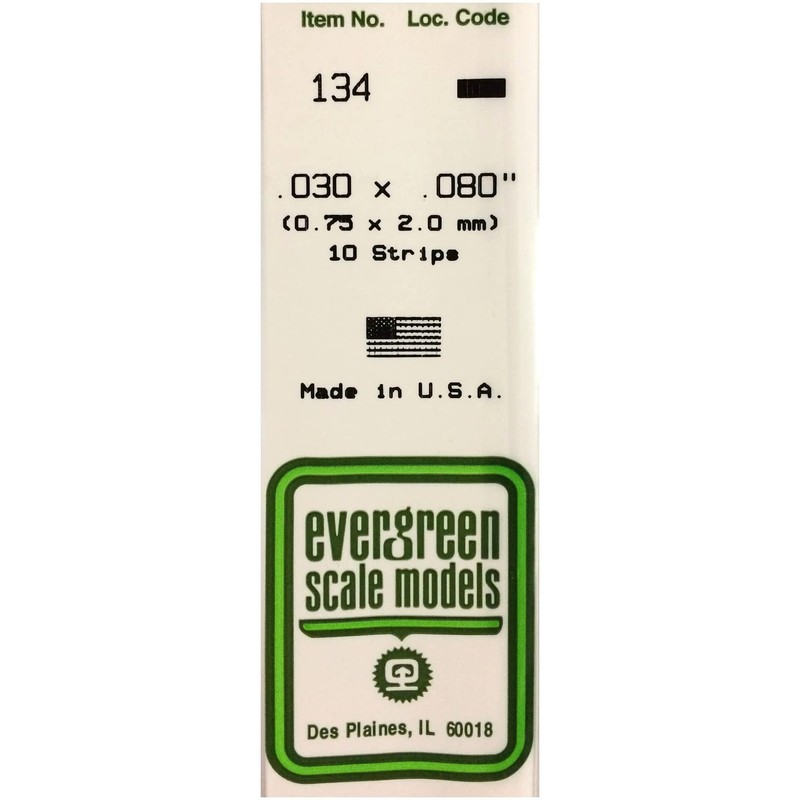 Evergreen 70EG134 Scale Model Flat Bar, 0.03 x 0.08 inches
