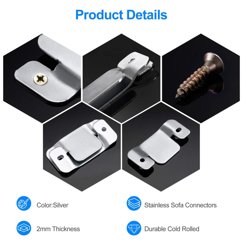 SONGTIY 4PCS Sectional Couch Connectors Furniture Connector, Premium Metal Sofa