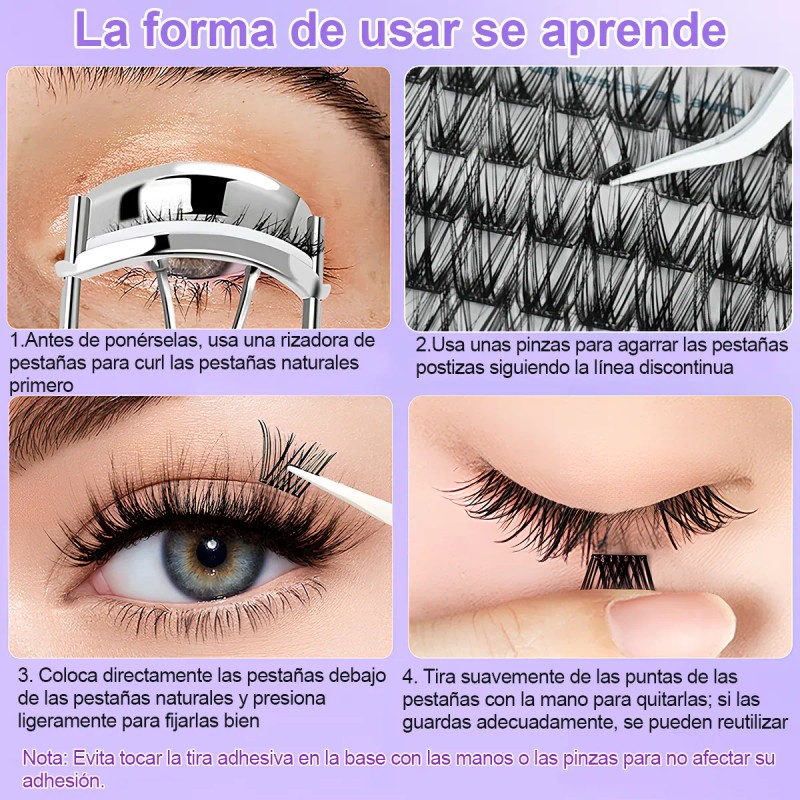 Racimos Extensiones De Pestañas Autoadhesivas Naturales Diy
