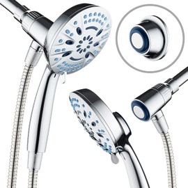 Magneton High-Pressure 8-mode Handheld Shower Head with Magnetic Guidance Docking System - 2 Magnetic Brackets, 5 inch Face, Hygienic Jets, 6 ft. Stainless Steel Hose/All Chrome Finish