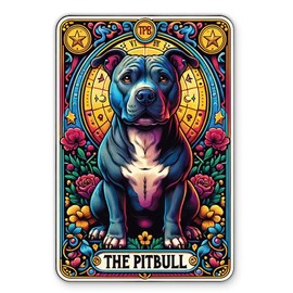 The Pitbull Tarot Funny Vinyl Sticker - for Water Bottle Phone Car Tumbler Laptop - Waterproof - 4"