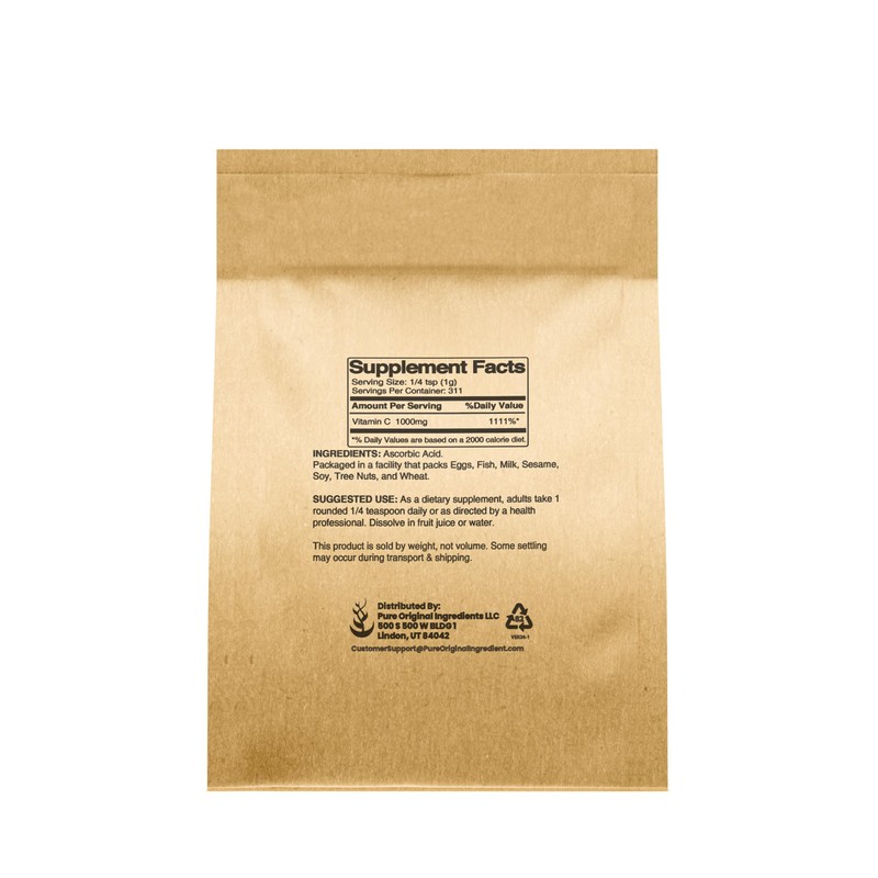 PURE ORIGINAL INGREDIENTS Vitamin C Powder, 11 oz, Ascorbic Acid