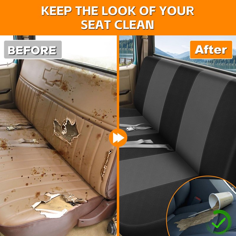 Kistrba Truck Seat Cover Compatible with 1973-1999 Chevy Full-Size Trucks,