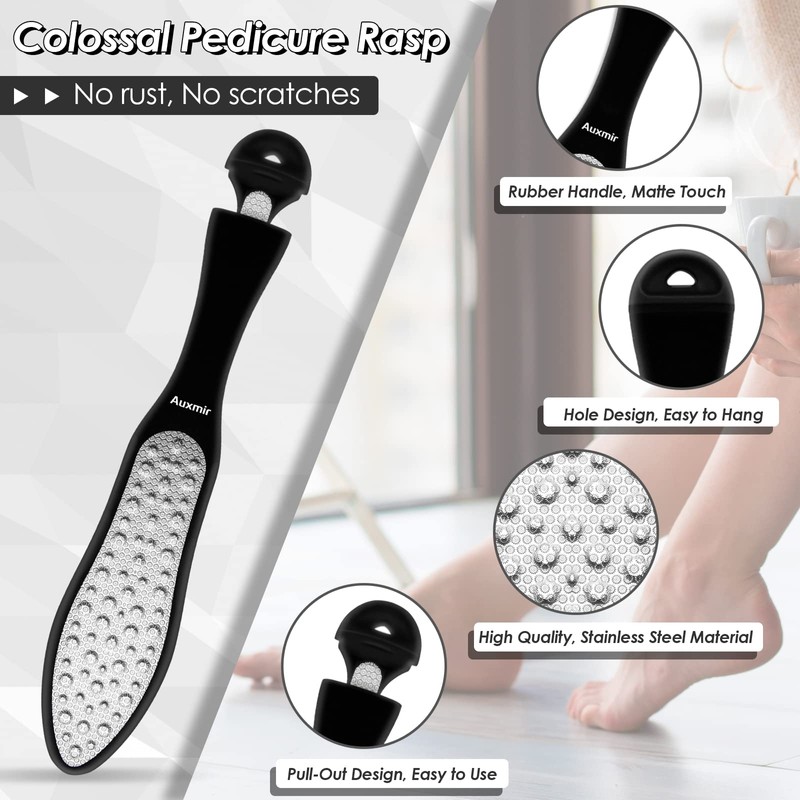 Auxmir Callus Remover Foot File Stainless Steel and ABS Plastic,