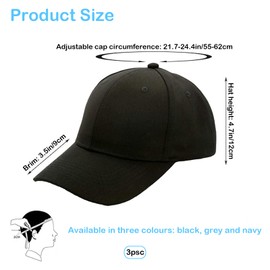 LXTaoler Baseball Cap, Adjustable Size, High Quality Cotton, Men's Hats and Caps, Black Baseball Cap for Women, Ideal for Cycling, Running, Travel(Black, Grey, Navy)