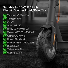 Cooryda Solid Tire,10 inches Electric Scooter Wheels 10x2.125 Tubeless Tyre Front or Rear Replacement Solid Rubber Tires for Electric Scooter 1pc