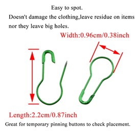 Hahiyo Bulb Metal Gourd Safety Pins 2.2cm Length Needle Fastener Closure Pear Shape Stitch Tag Marker Easy Use Spot Attach Sturdy Not Pop Ravel for Knit Sew Fabric Cloth Iron Green 350pcs