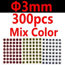 wifreo 300PCS 3D Bionic Fish Eyes Fly Tying Material Lure Eyes 2mm 3mm 4mm 5mm 6mm (3mm)