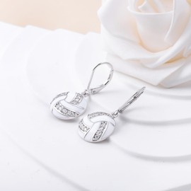 Sport Ball Dangle Earrings for Women: Silver Volleyball/Soccer/Tennis Earrings Hypoallergenic Sports Jewelry Ball Themed Gifts for Lover Players Coaches Fans Team Game Day (Volleyball Earrings)
