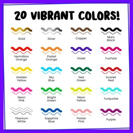 Chalkola 20 Oil Paint Pens - Oil Based Paint Markers for Metal, Fabric, Ceramic, Glass, Rocks - Waterproof & Permanent Paint Markers for Wood, Plastic Surfaces, Steel - 1mm + 5mm Dual Tip