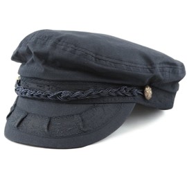 The Hat Depot Cotton Yachting Style Sailing Greek Fisherman Cap hat (S/M, Navy)
