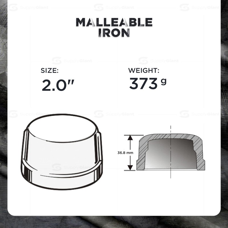 SUPPLY GIANT CNDQ0400 2" Black Malleable Iron Pipe Cap for