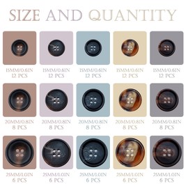 ZYNERY 133PCS Mixed Sewing Buttons, Round Resin Button 4-Hole Craft Buttons, with Storage Box Threader Thimble, Buttons for Sewing, DIY Craft and Decorations, 5 Styles 3 Sizes (Regular Models)