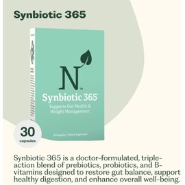 Nature M.D. Synbiotic 365 Triple Action Prebiotics and Probiotics for Women & Men | Supplement with B Vitamins, Biotin & Niacin | Gluten Free, Non-GMO & Vegan | 20 Billion CFU | 30 Servings