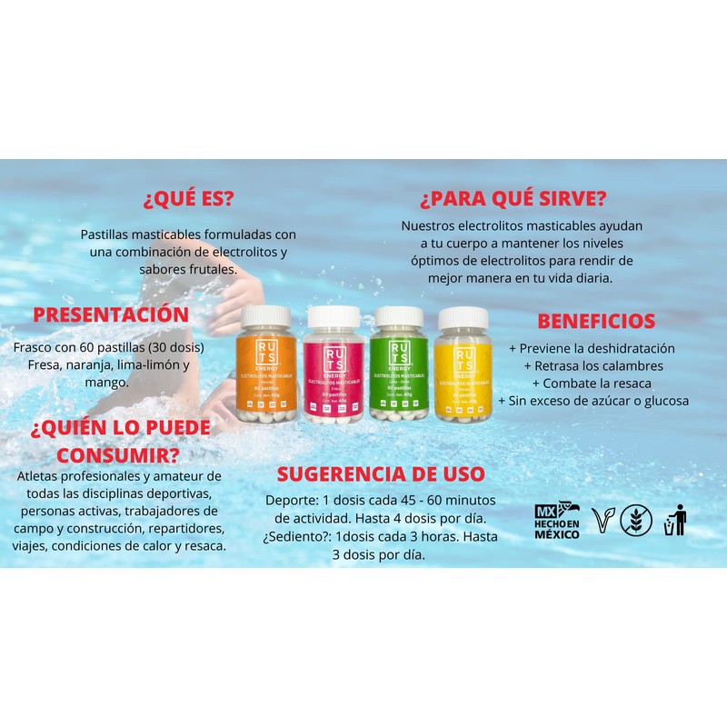 RUTS ENERGY ELECTROLITOS MASTICABLES MANGO (30 DOSIS)
