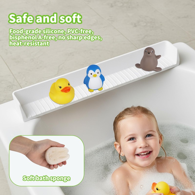 Bathtub Splash Guard for Tub Kids, 31 Inch White Bath