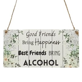 Second Ave Funny Best Friends Alcohol Wooden Hanging Rectangle Home Bar Sign Plaque