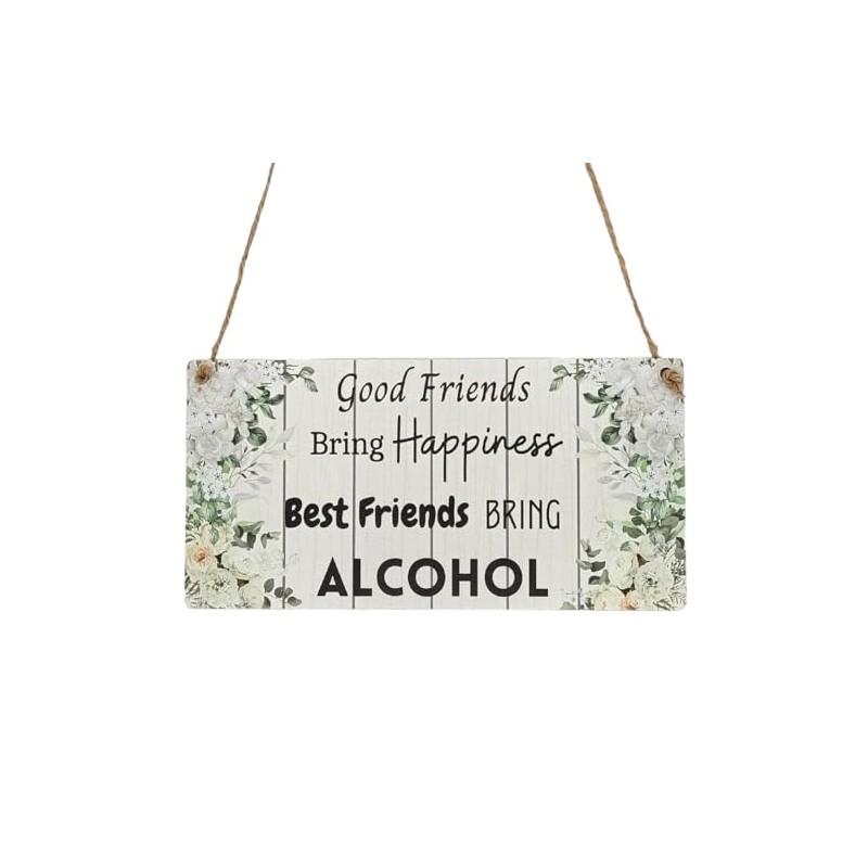 Second Ave Funny Best Friends Alcohol Wooden Hanging Rectangle Home