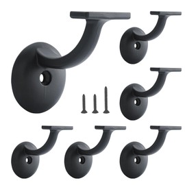 HOME MASTER HARDWARE Hand Rail Bracket, Heavy Duty Stair Support for Home or Office Stairways Handrail, Matte Black 6 Pack
