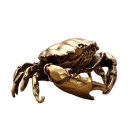 Kisangel Brass Crab Figurine Animal Sculptures and Statues Fish Tank Ornaments Feng Shui Statue Collection Home Decor (Golden)