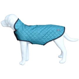 Henry Wag Quilted Dog Jacket - Stylish & Practical Dog Coat, Fleece lined, Waterproof - Teal Colour - Small (40cm)