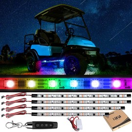 10L0L Golf Cart Underglow LED Light Strip Kit, Glow Neon Lighting with Wireless Remote Control, Sound Active, Water Resistant Flexible Tubes