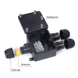 Junction Box, Waterproof, 3-Way Waterproof Junction Box, Waterproof IP68 Electrical Junction Box for Cables with 5-15 mm Diameter, Junction Box, Black (1 Pack)