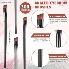 300 Pcs Disposable Eye Brow Brush Multifunction Eyebrow Cosmetic Brushes for Eyebrows Portable Angled Professional Brow Tint Esthetician Supplies Bulk(Black)