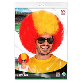 W WIDMANN MILANO Party Fashion 03004 – Curl Wig Spain, Red/Yellow/Red, Fan Item, World Cup, European Championship, Public Viewing, Football