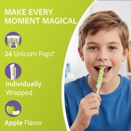 Adams & Brooks Bright Green Apple Mini Unicorn Pops, 10 oz Jar (24 ct.) - Twisty Unicorn Lollipops, Individually Wrapped Candy for Kids & Adults, Perfect for Birthday Party Favors, Goodie Bags, & More