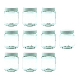 Envase Bote Tarro Contenedor pet plástico 250ml con tapa plana (10)                                                                                   