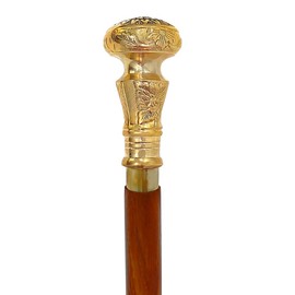 HealthAndYoga™ Detachable Walking Cane for Men Women - Solid Wood Lightweight Walking Stick - Stylish Derby Brass Handle (Round Grip)