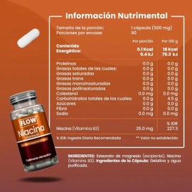 Niacina Vitamina B3 90 Cápsulas De 500 Mg Flow                                                                                                        