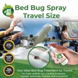 Say Bye Bugs Bed Bug Spray Travel Size- Non-Toxic and Kills on Contact. Stain & Odor Free Bed Bug Spray. New Formula for Getting Rid of Bed Bugs Permanently (2 oz) TSA Approved Size-Travel Must Haves