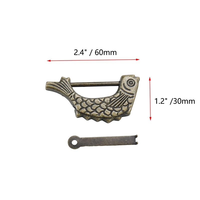 Pastlla 2 Packs Bronze Old Chinese Lock Fish Shaped Retro