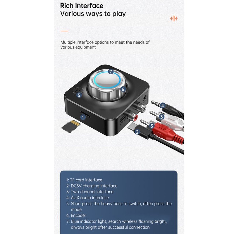 Bluetooth 5.0 Receiver DC 5V/1A Driver Free 2.4 to 2.48GHz