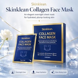 Skinklean - Máscara facial de colágeno, hidratación profunda y brillo refrescante, | Cuidado diario suave para todo tipo de piel, experiencia de spa e