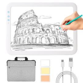 KOBAIBAN Wireless A4 LED Light Box with Carry Bag, High Capacity 3500mAh Lithium Battery Powered 3 Color Light Modes Super Bright Light Pad Light Board Light Table for Weeding Vinyl, Sketching,Drawing